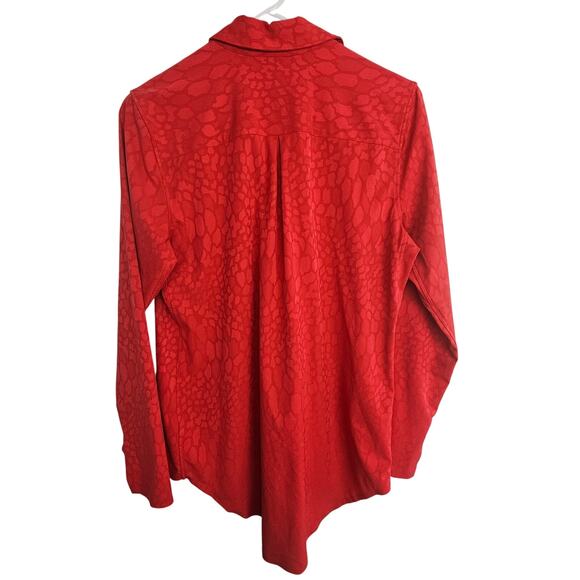 Athleta Shirt Women XS Red Urbanite Textured Top Button Up Collared Neck Vented - Picture 10 of 10